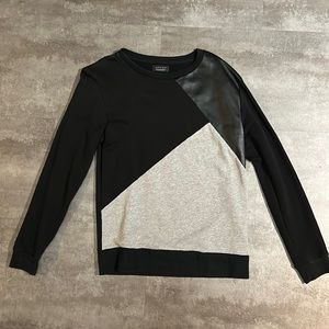 Black, gray & faux leather Zara sweater medium size